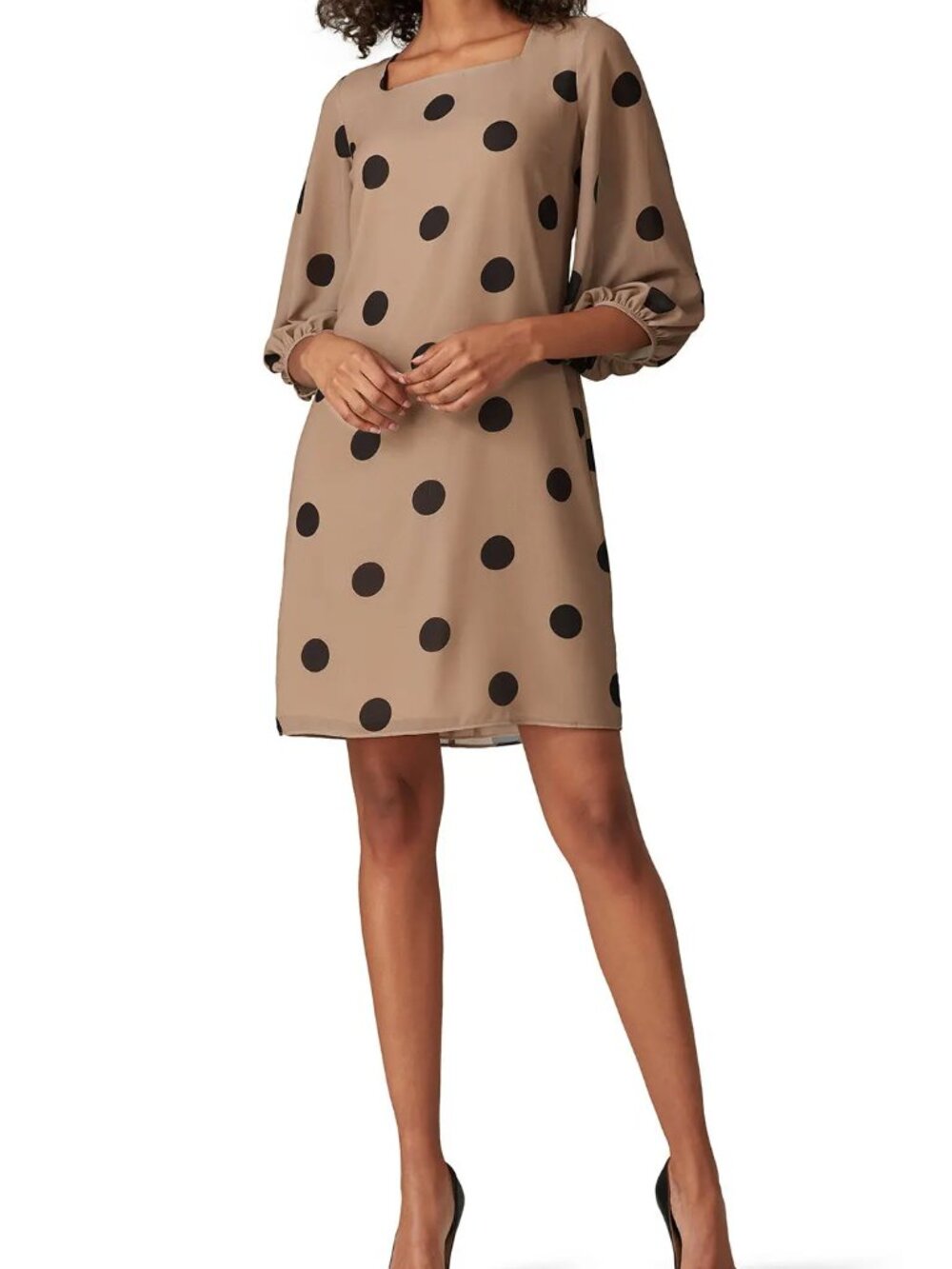 Amanda Uprichard Polka Dot Shift Dress Brown/Black Size Small